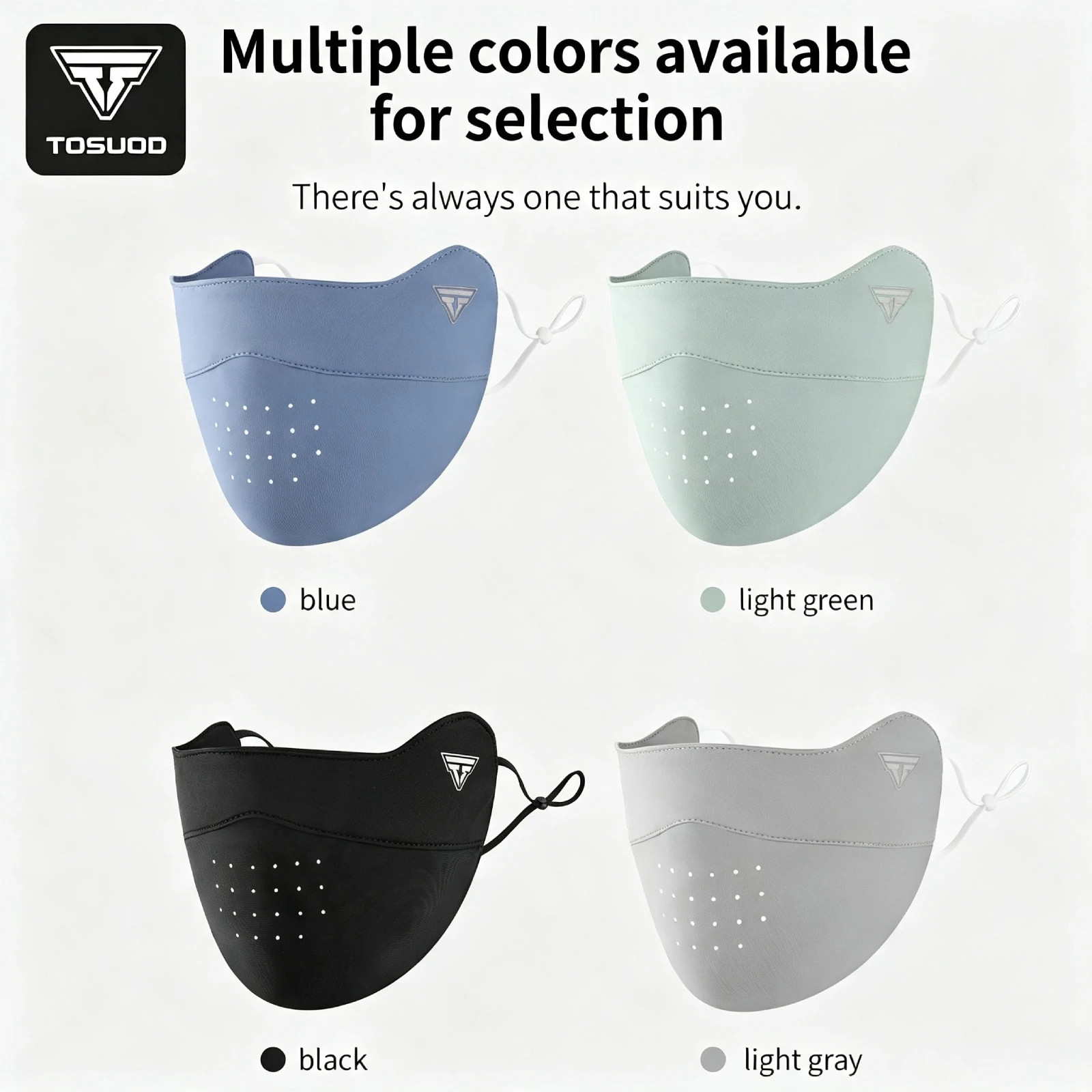 TOSUOD UV Protection Ice Silk Cycling Face Mask Adjustable Breathable Cooling Dustproof for MTB Road Bike Riding Men Women