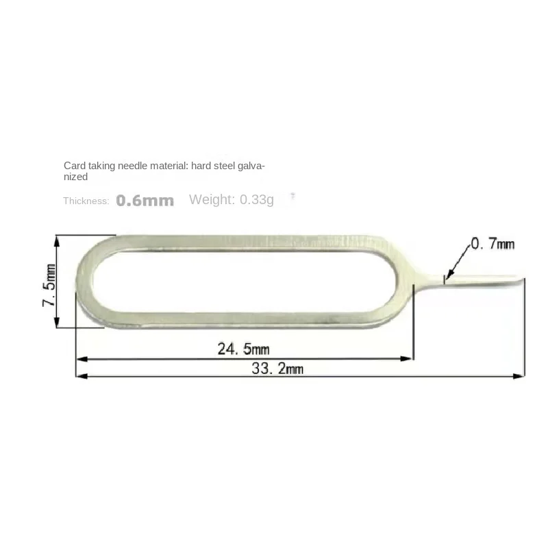 Ejetar a bandeja do cartão do sim para o telefone móvel, pino aberto, ferramenta chave da agulha, universal, iPhone 12, Samsung, HUAWEI, 100pcs