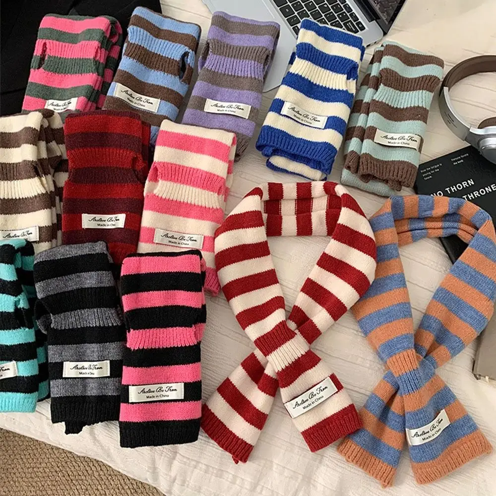 

Korean Style Long Striped Scarves Spice Girl Style Warm Knitted Scarf Wool Blend Scarf Women