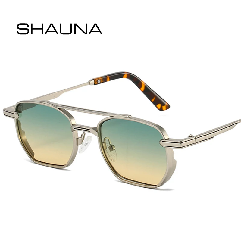 

SHAUNA Retro Metal Double Bridges Square Sunglasses Women Fashion Gradient Shades UV400 Men Punk Sun Glasses