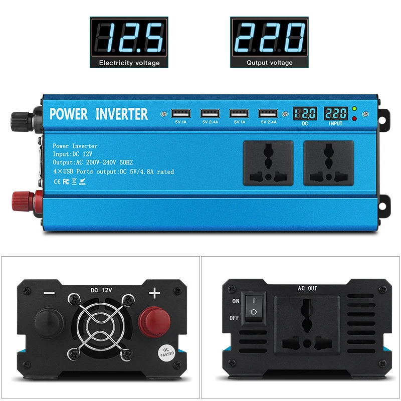 High performance Outdoor Inverter DC 12V 24V to AC 220V 3000W 4000W Voltage Transfer Converter Universal Socket Auto Accessories
