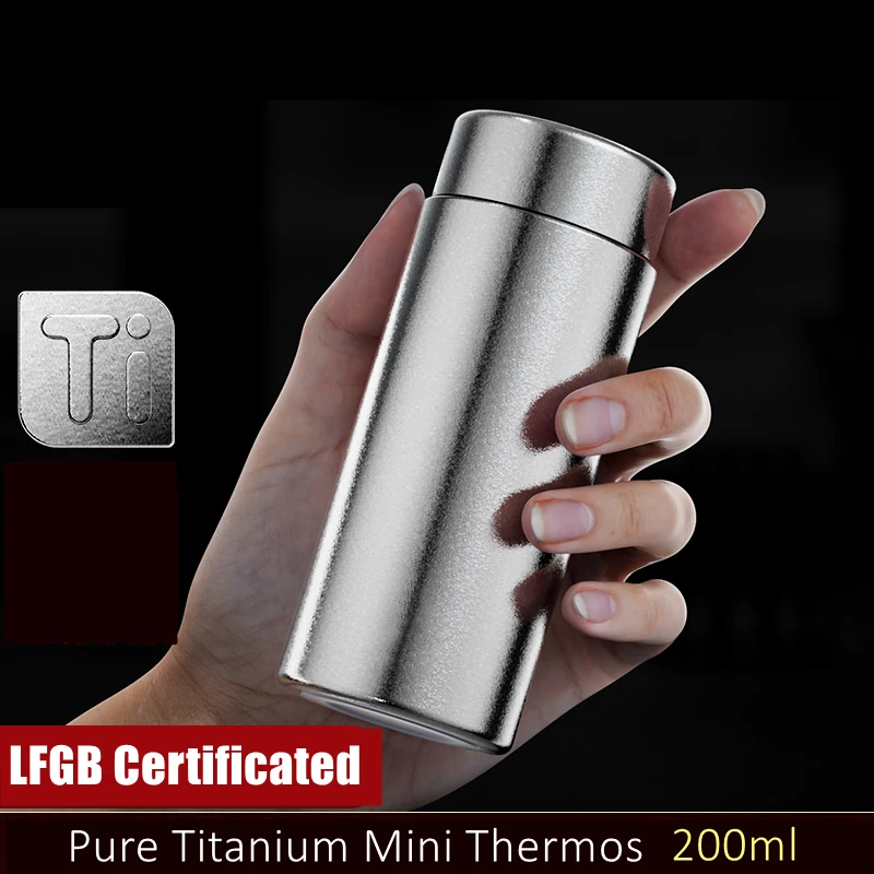99.981% Pure Titanium LFGB Certificated Thermos 200ml Ultra Mini Water Bottle Gift Giving Weightless Coffee Cup for Lady Girls
