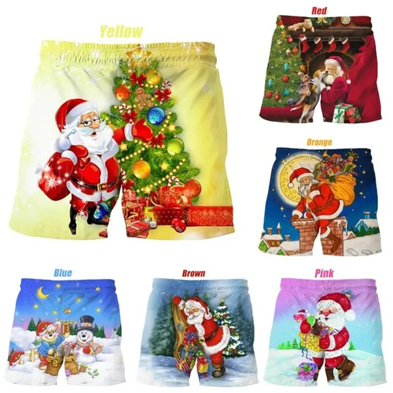 Fashion Christmas Tree 3D Printing Graphic Shorts Summer Men's Beach Short Pants Casual Personalized Cool Mens Women Kids Shorts