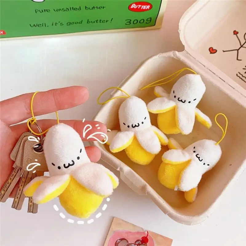 Creative Banana Shape Pendant Keychain Women Girls Soft Plush Doll Char-ms For Phone Purse Handbag Decoration Holiday Gifts