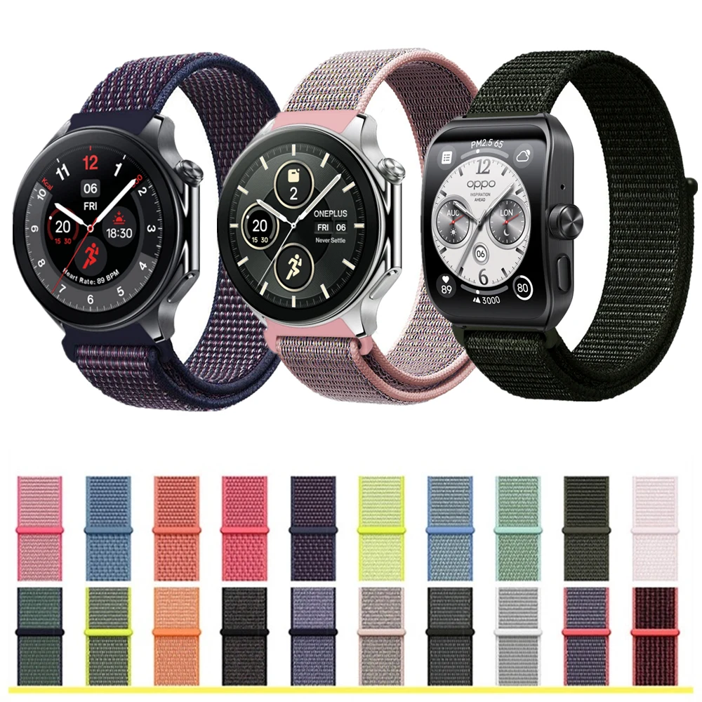 Loop Woven Nylon Watchband For Realme Watch 3 2 S T1OPPO Watch X 4 Pro Sport Bracelet For OnePlus Watch 2 46mm Strap Accessories