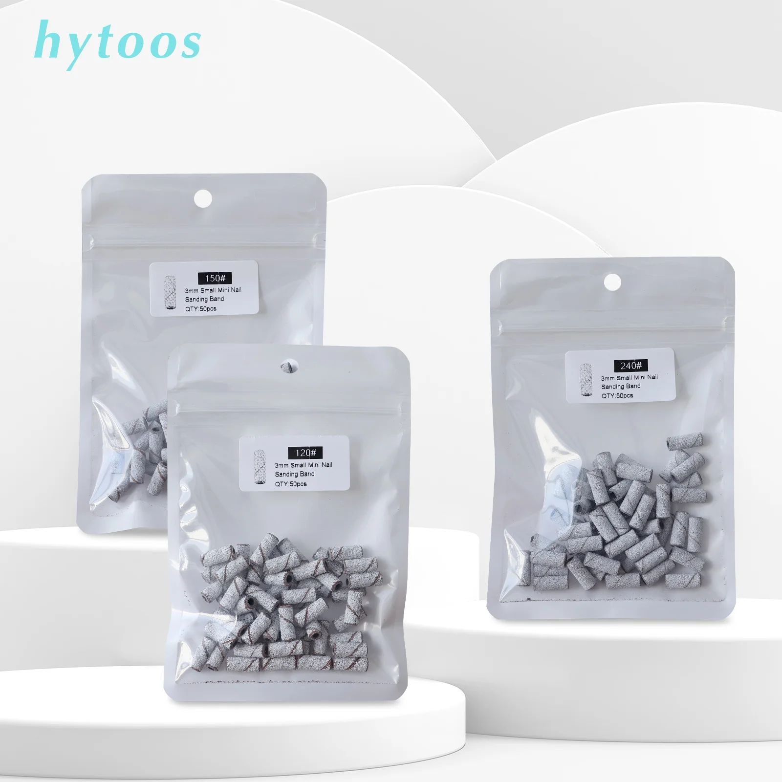 HYTOOS 3mm Mini Zebra Sanding Bands Without Mandrel Electric Nail Drill Bit Accessories Gel Removal Nails Care Polishing Tool