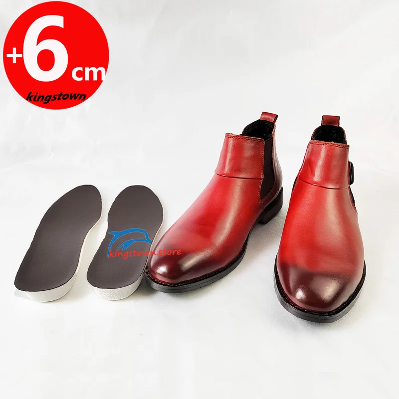 Chelsea Boots Ankle Men Warm Elevator Shoes High Height Increase Insole 6cm  Winter Business Outdoor Man Cow Leather