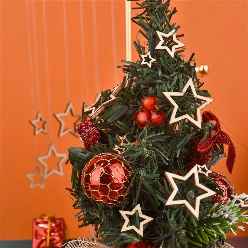 Wooden Crafts Five-Pointed Star Hollow Wood Chip Handmade Accessories DIY Decorations Home Hanging Ornaments