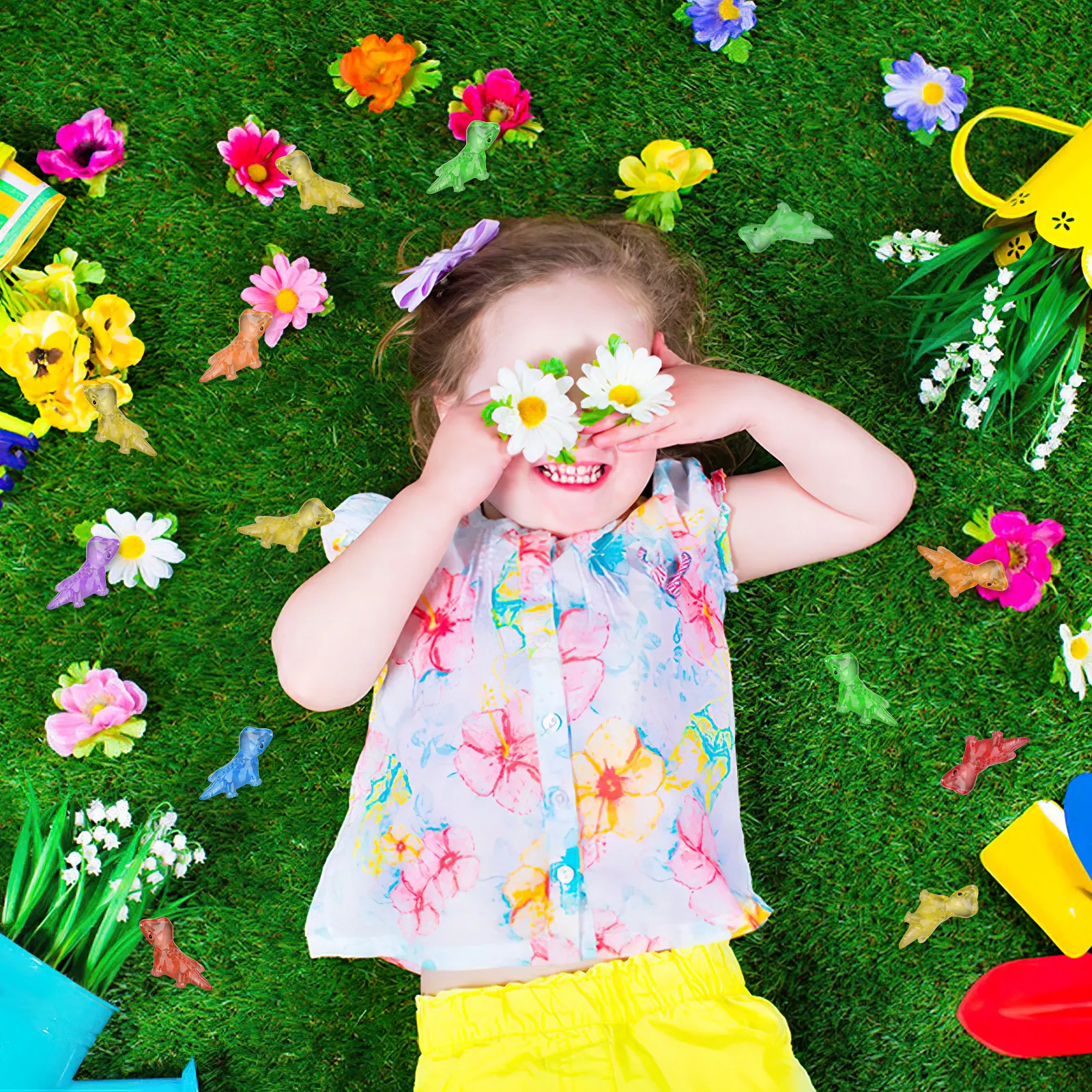 

60Pcs Mini Resin Lizard Decorations Glow in Dark Tiny Colorful Reptile Ornaments Garden Bonsai Micro Landscape