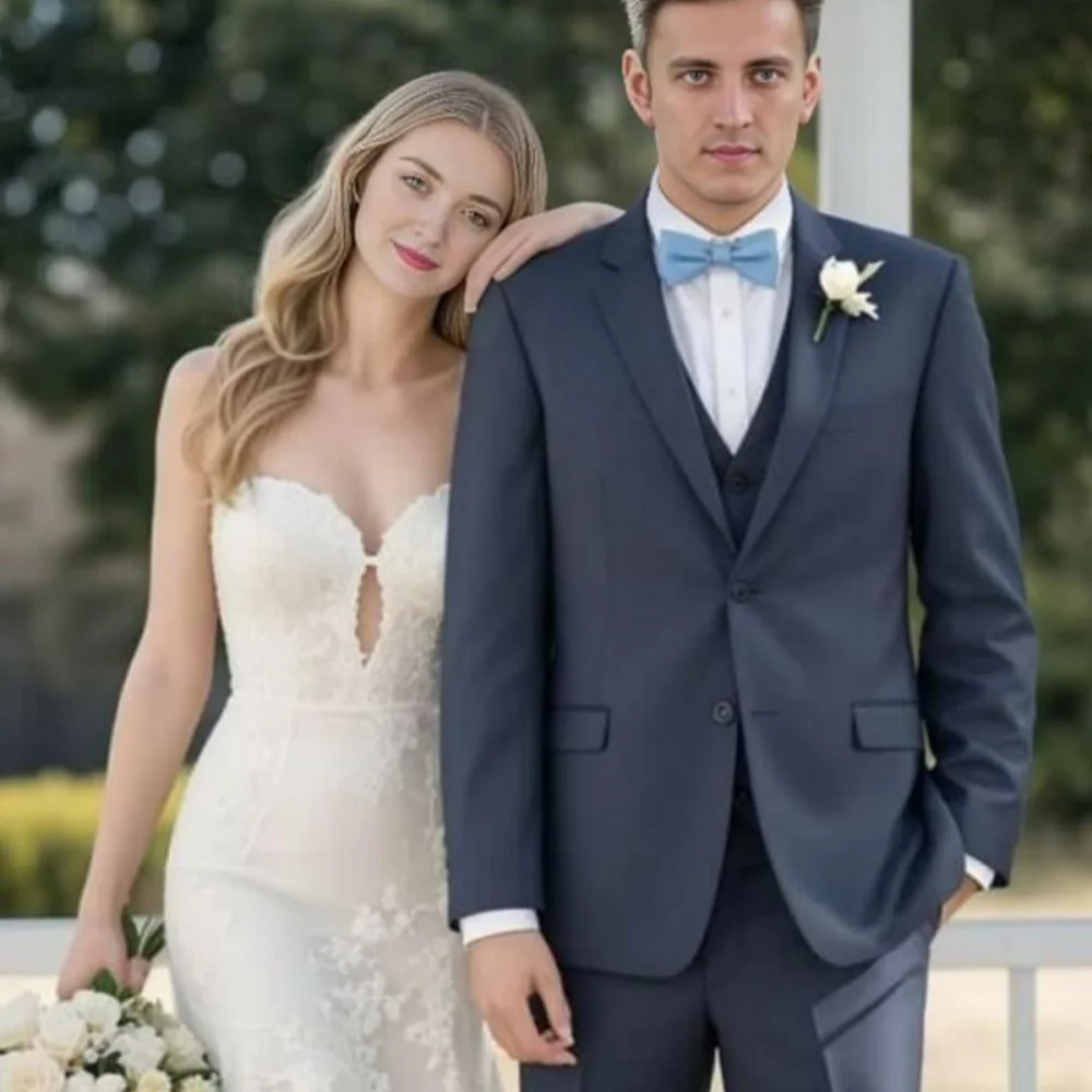 

Новое поступление из 3 предметов, смокинги для жениха с лацканами, бежевые льняные мужские костюмы, лучший свадебный пиджак для вечеринки в море (куртка + брюки)