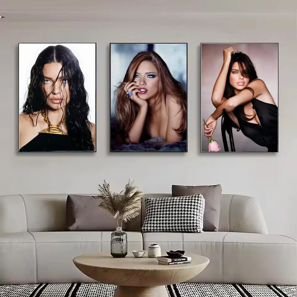 Supermodel A-Adriana Lima Painting Calligraphy Stylish Canvas Poster Wall Art for Bedroom Living Room Study Home Decor Gift