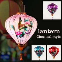 Chinese New Year Lantern Festival Ancient Hanging Chinese Silk Flower Print Diamond Tassel Indoor Decor Shops Display Home Decor