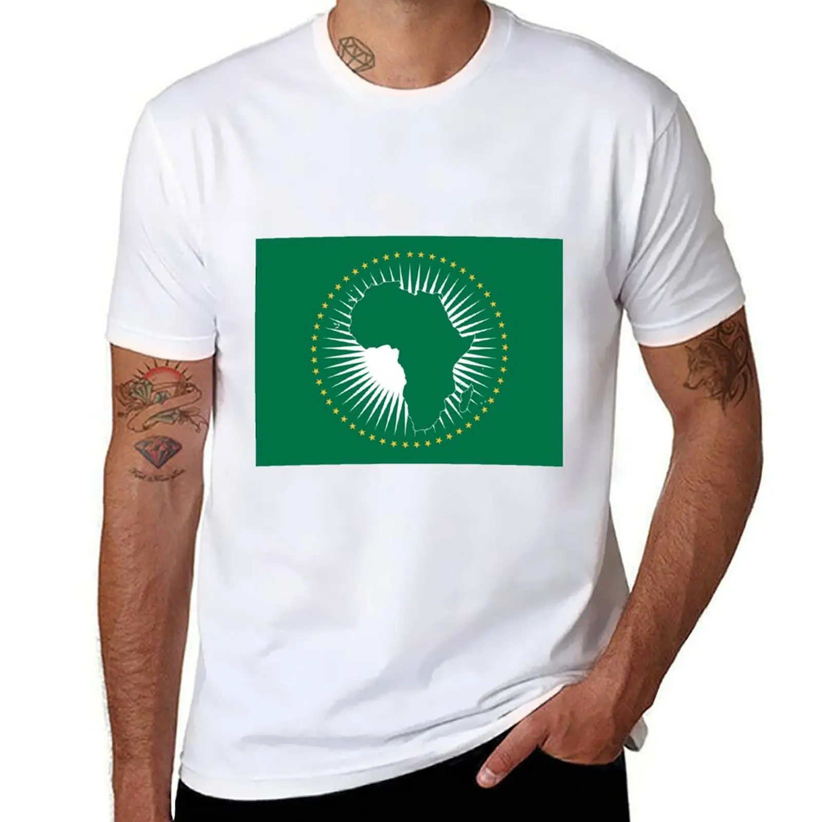 

African Union T-Shirt t shirt men 100% cotton luxury brand man t shirt heavy cotton T-Shirt