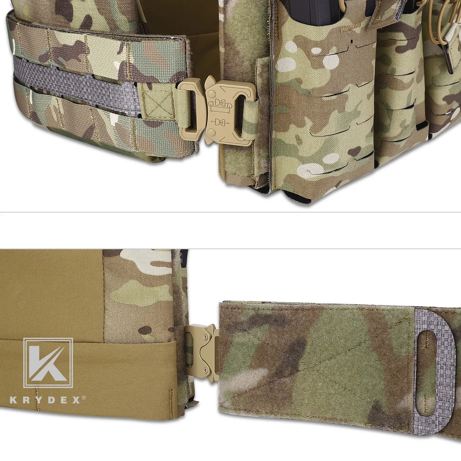 KRYDEX Tactical Quick Release Metal Buckle Cummerbund Adapter Kit for FCPC V5 AVS Hunting Plate Carrier Molle Cummerbund