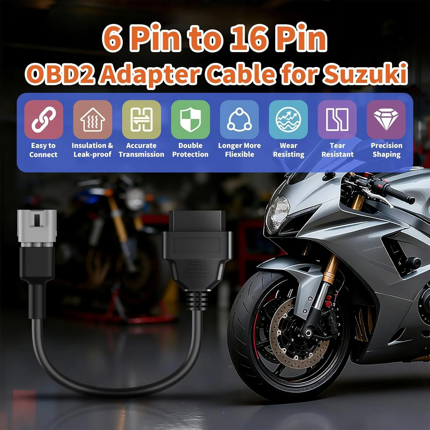 

Кабель диагностики OBD2 для мотоциклов для Suzuki GSX-R 600 750 1000 R 125 GSX-S 125 750 1000 F SV 650 X V-Strom 650 1000 M1800R Intruder M109R Boulevard RV 125 Van Van