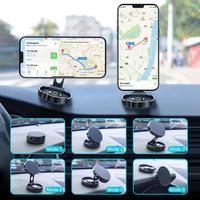 Car Phone Holder Magnetic 360 Degree Rotation Round Foldable Height Adjustable Auto Mobile Phone Mount Support Stand Phone Acces