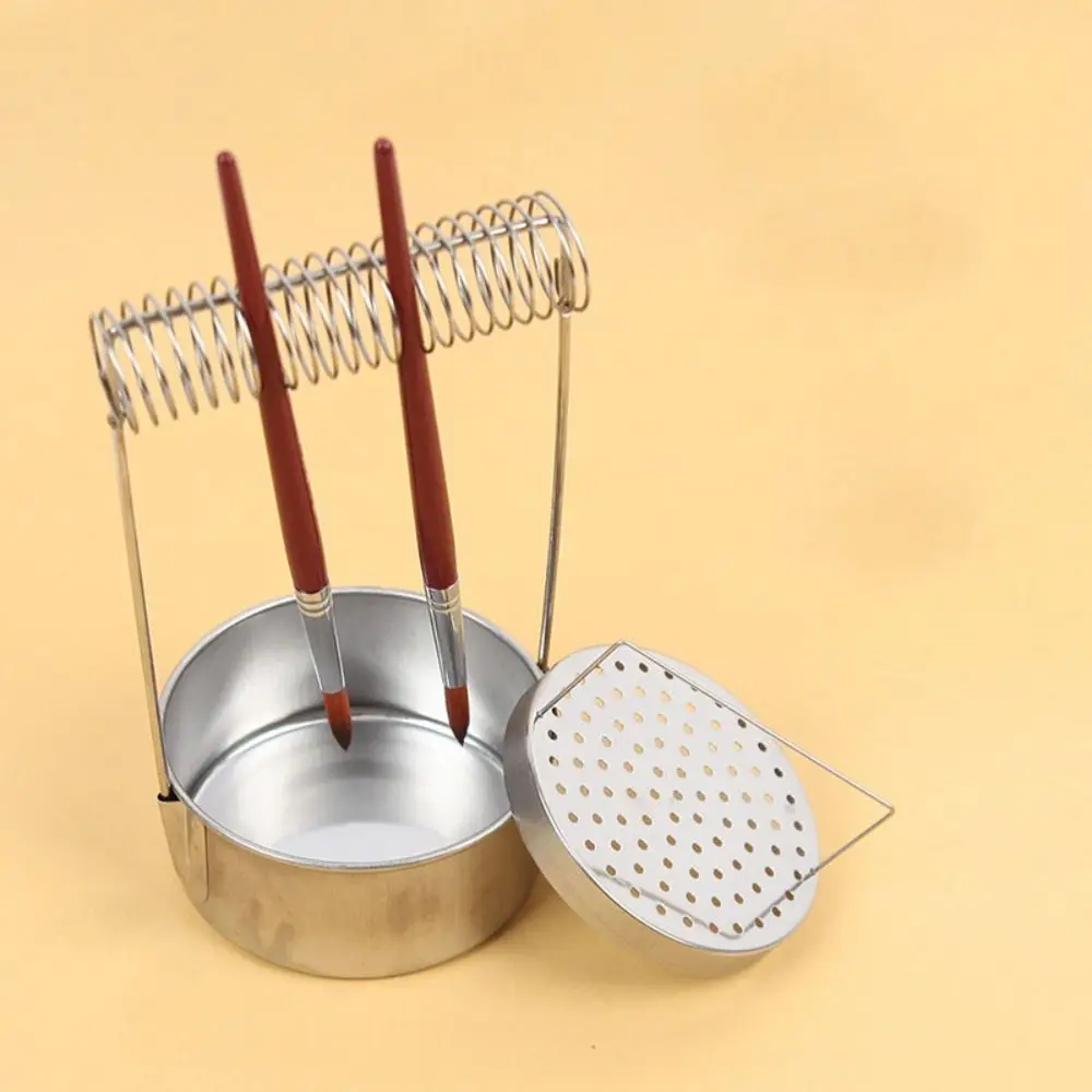 

Stainless Steel Paint Brush Cleaner Removable with Wash Tank Brush Wash Pot Durable Rust-proof Paint Brush Holder Students