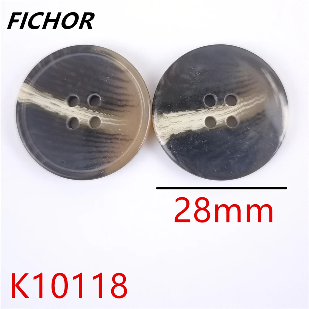 10/20pcs 28mm 4 Holes Resin Imitation Horn Buttons For Clothing Coat Sweater Suit Cardigan Black Sewing Accessories Wholesale