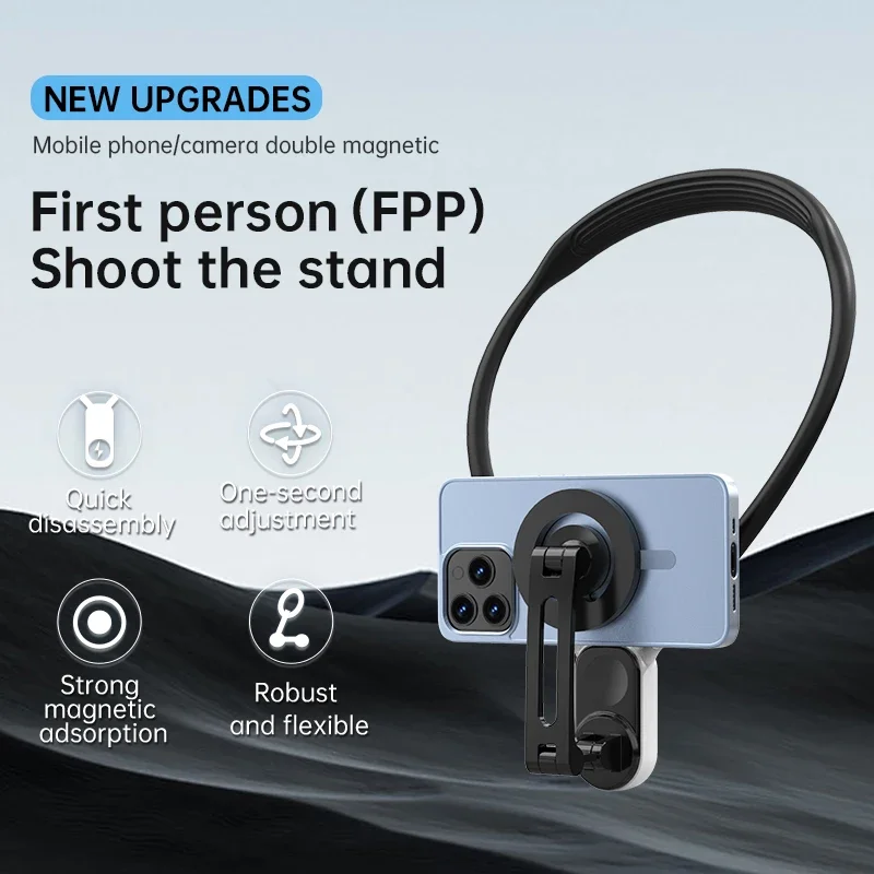 Firstperson Perspective Shooting Mobile Phone Magnetic Neck Hanging Necklace Cellphone Stands  Shooting Bracket for Iphone Gopro