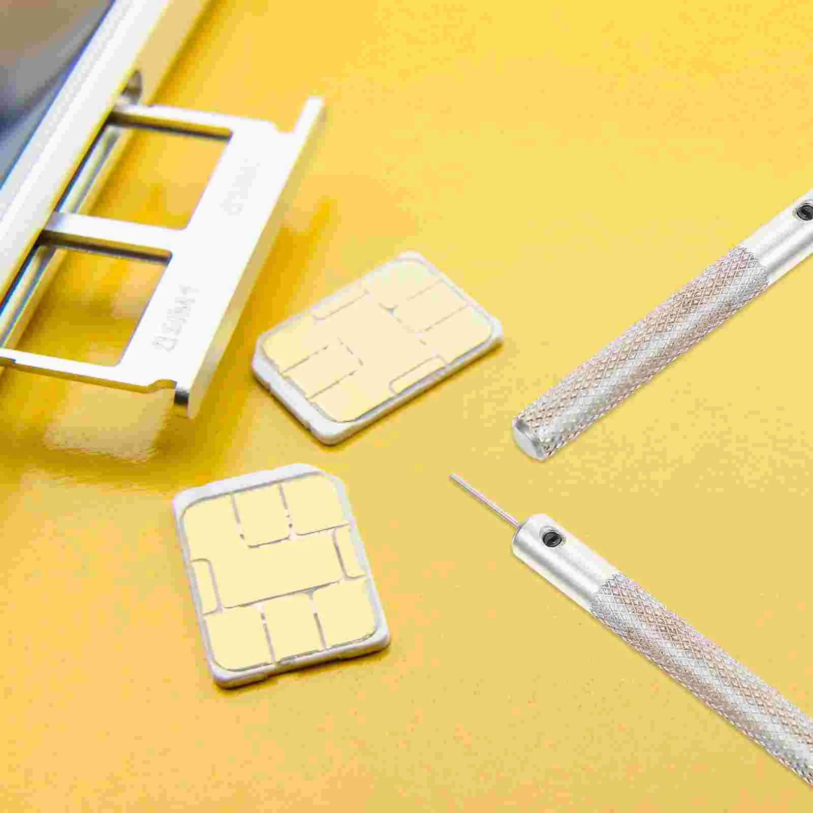 10 Pcs Sim Card Reader Phone Chip Remover Smart Removers Eject Tool Miniature Intelligent Pin Useful Silver for