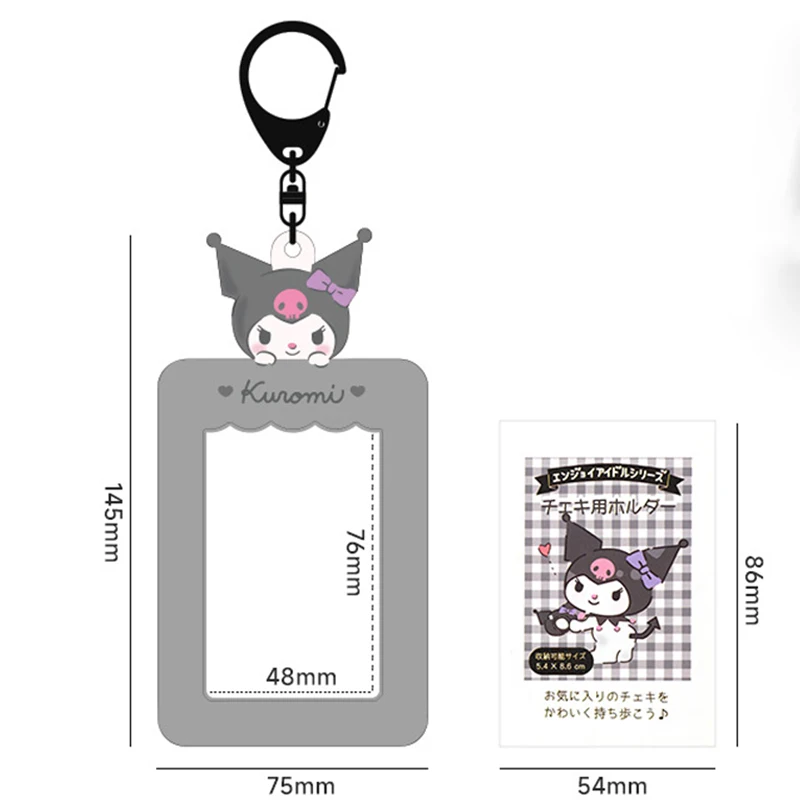 Sanrios Photocard Holder Kuromi Mymelody Hello Kitty Meal Card Protective Cover Students Bus Card Holder Storage Case Keychain