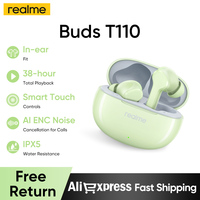 realme Buds T110 TWS Wireless Earphone AI ENC Bluetooth 5.4 38 Hours Battery Life IPX5 Waterproof Headphone