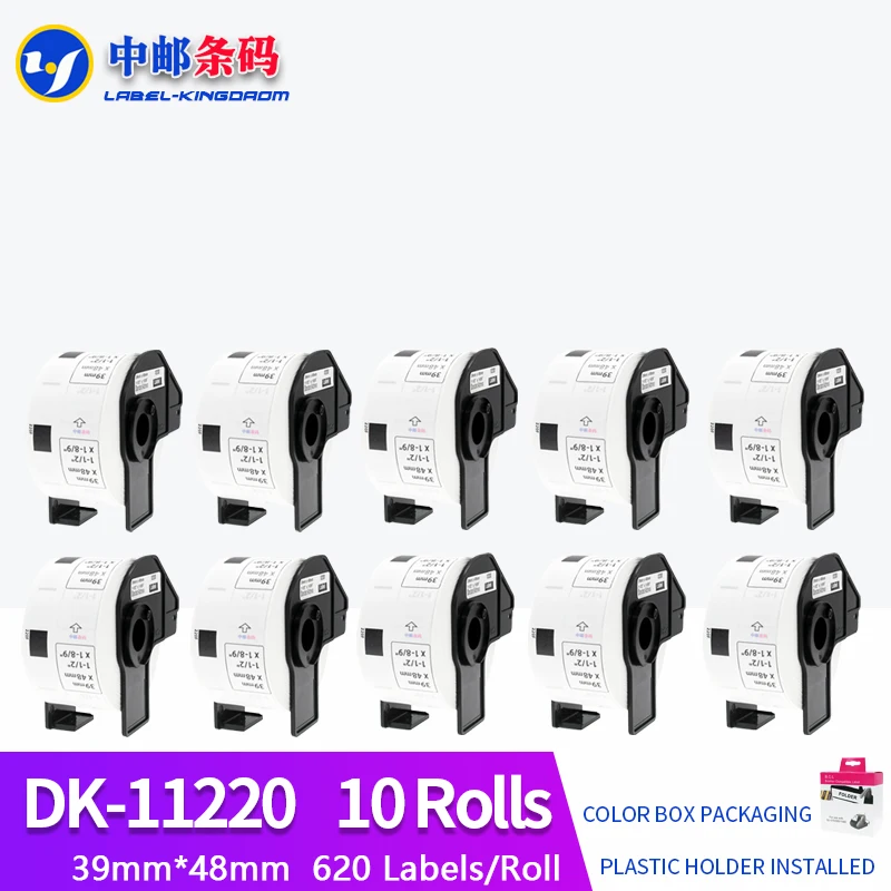 

10 Rolls Generic DK-11220 Label 39*48mm 620Pcs Compatible for Brother Label Printer QL-570/700/720 All Come With Plastic Holder