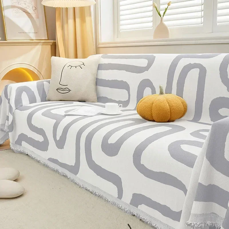 وسادة أريكة بوهيمية ريترو قطعة واحدة غطاء كامل مقاوم للغبار ومقاوم للخدش على شكل قطة Netflix Premium Sense Four Seasons General #6