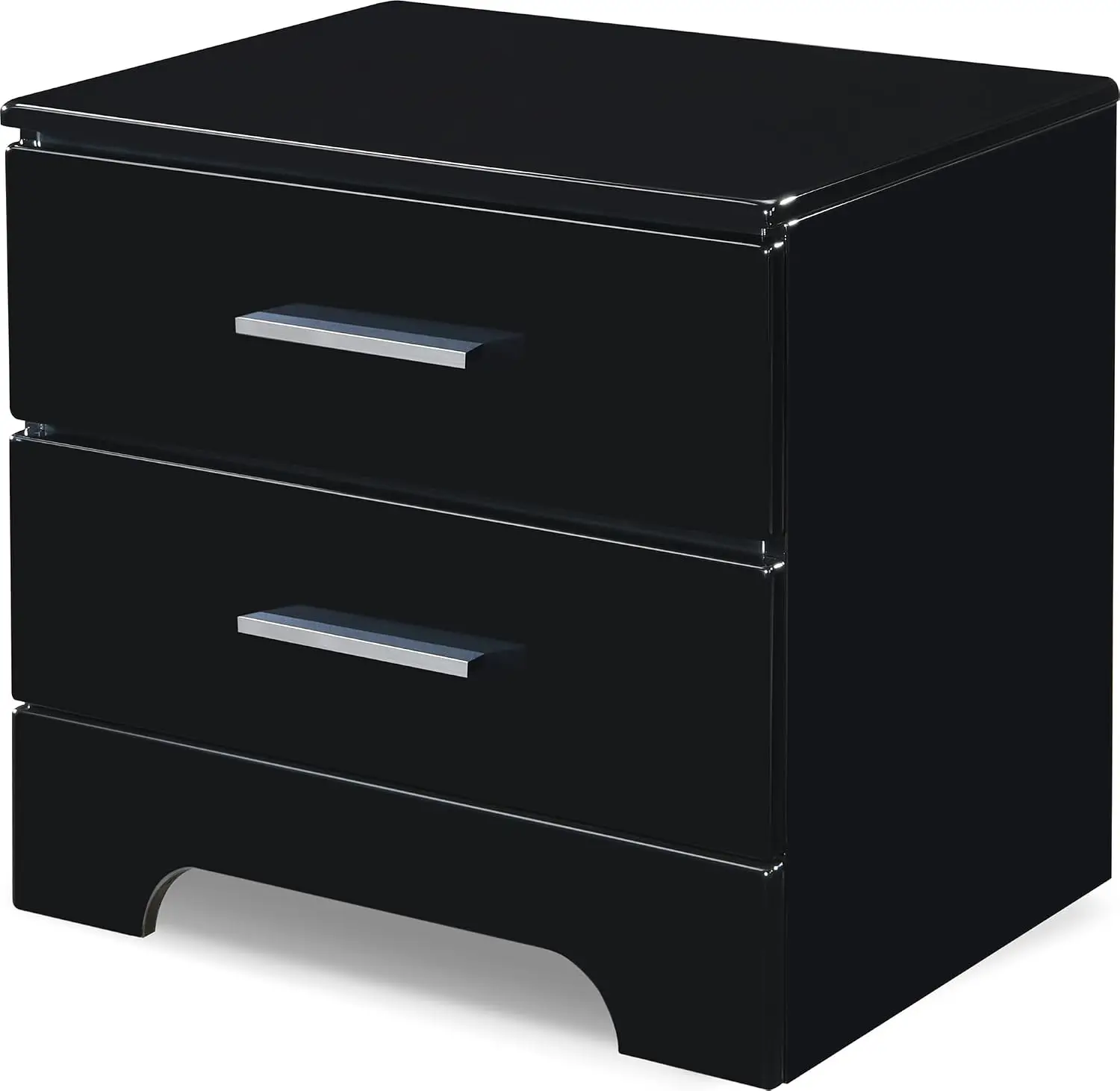 Wooden Nightstand With 2 Drawers & Matte Chrome Handle, Bedroom Side Table, Black, Customized