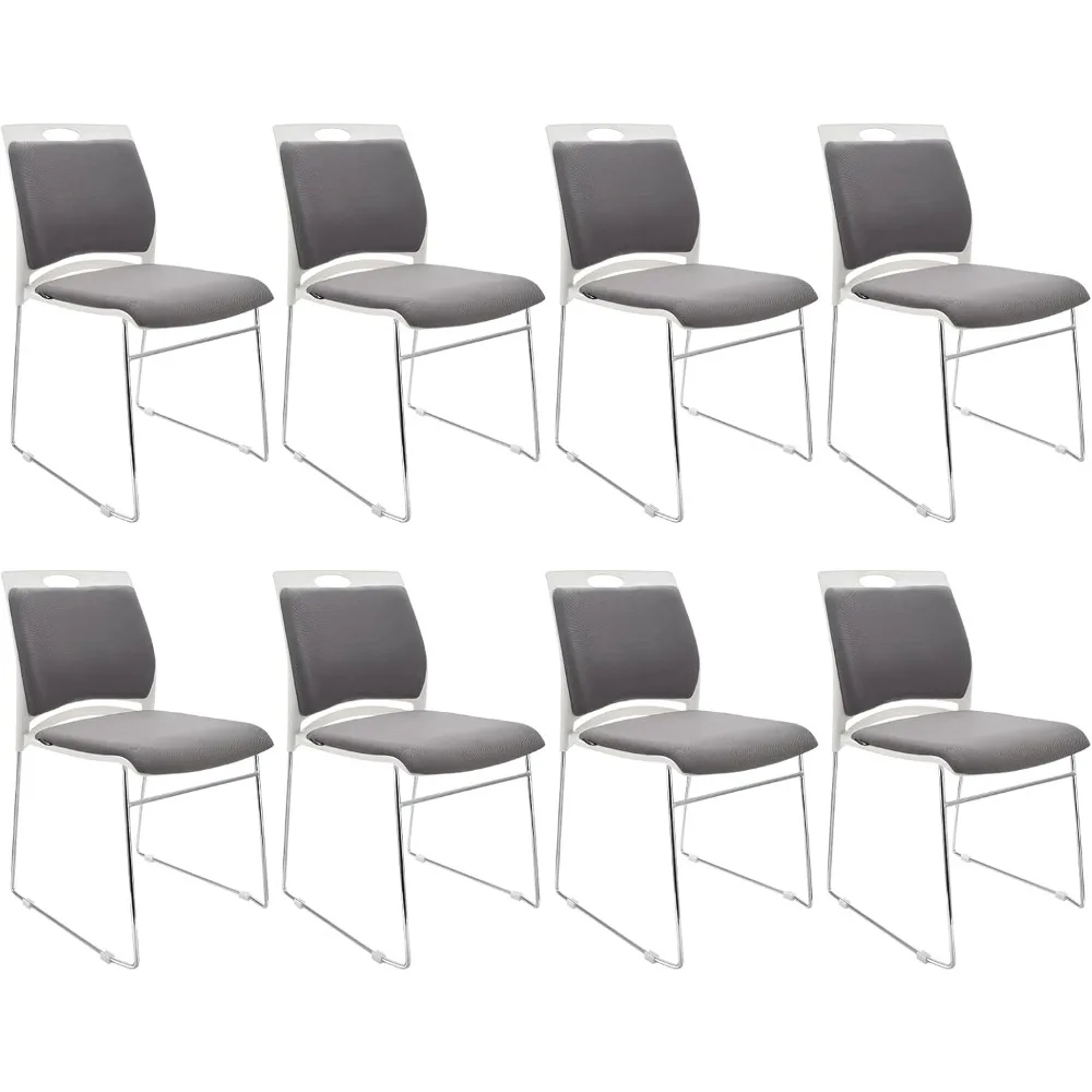 

8 Pack Stackable Chairs - 1102LB Capacity Modern Reception Chairs for Home Office, Kitchen, Waiting & Multi-Purpose Rooms