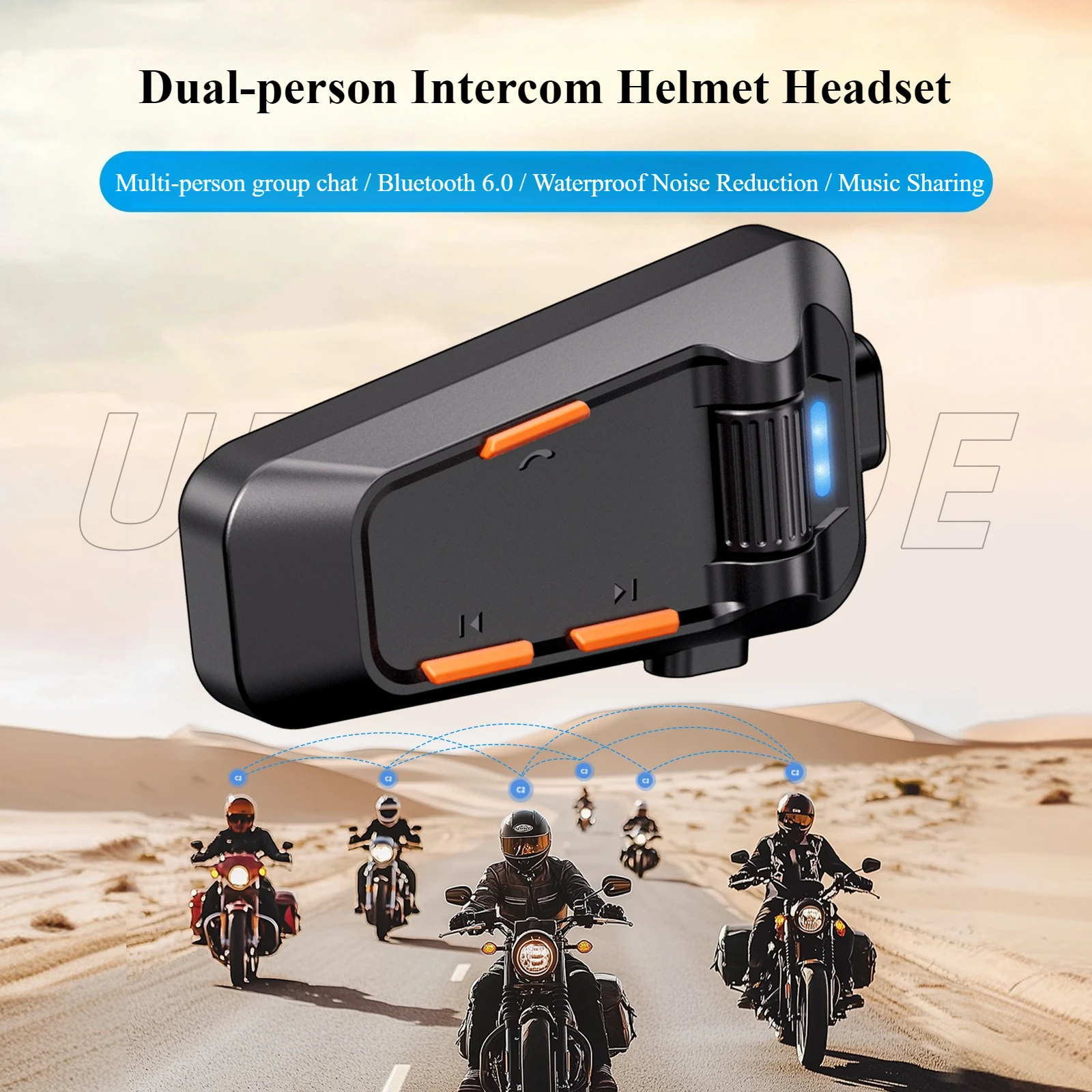 

C2 Motorcycle Helmet Bluetooth Headsets Intercom Wireless Interphone IPX5 Waterproof Smart Noise Cancellation Music Share FM
