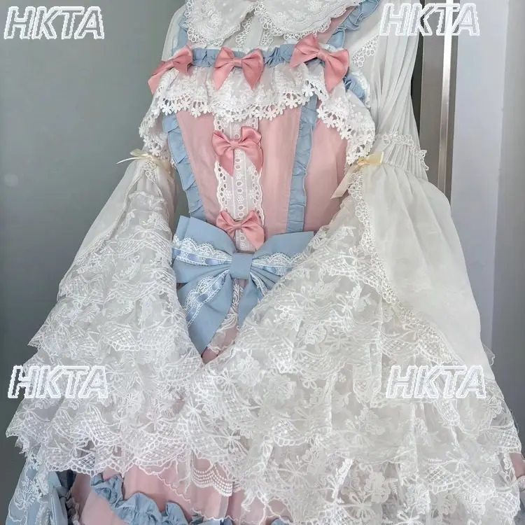 Japonais Cascade dentelle corne à manches longues col de poupée élégant chemise noire à l'intérieur de l'hiver doux arc Lolita mousseline de soie haut femmes