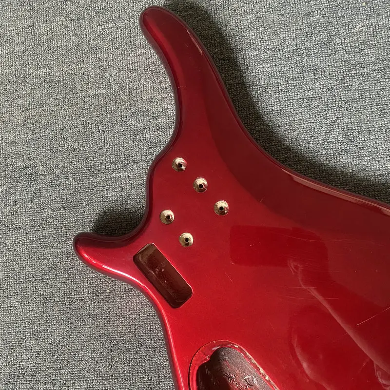 LB463 Active Bass Guitar DIY Bass Part 5 or 6 String Electric Bass Body in Metallic Red Colkor  Replace - view 6