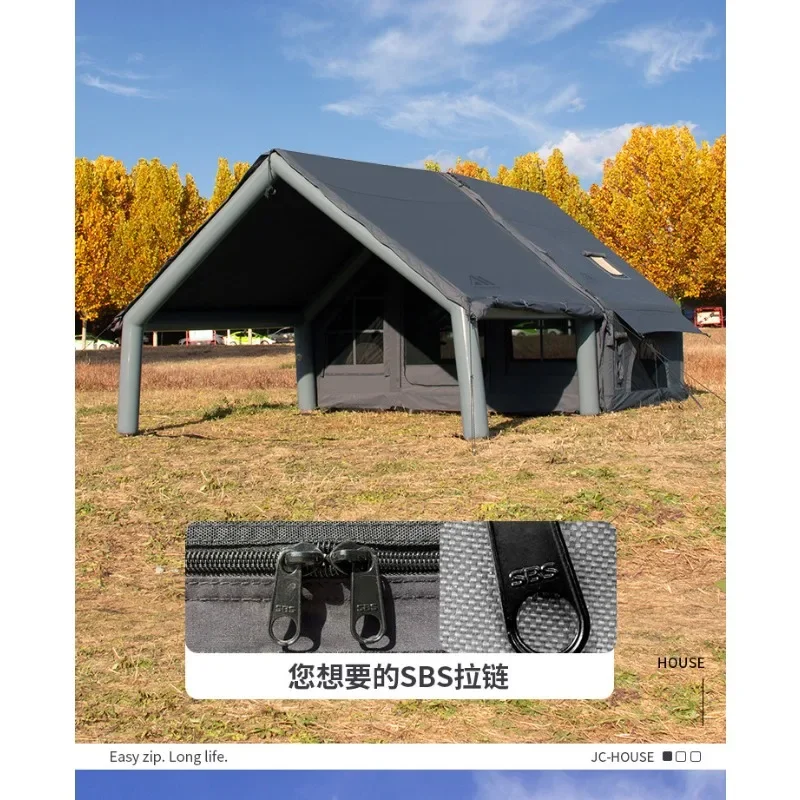 Cotton inflatable tent camping gray 6.3 square meters outdoor fishing long match