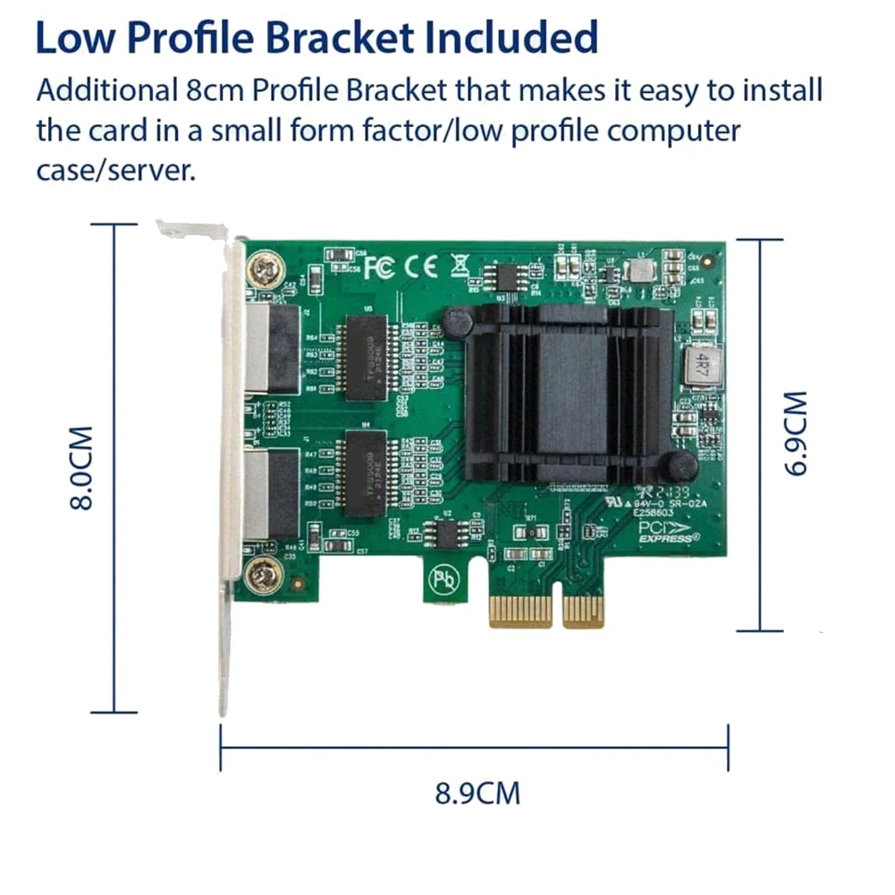 2-Port Gigabit PCIe Network Card 1000M Dual Ports PCI Express Ethernet Adapter with 82571EB LAN NIC Card for Windows