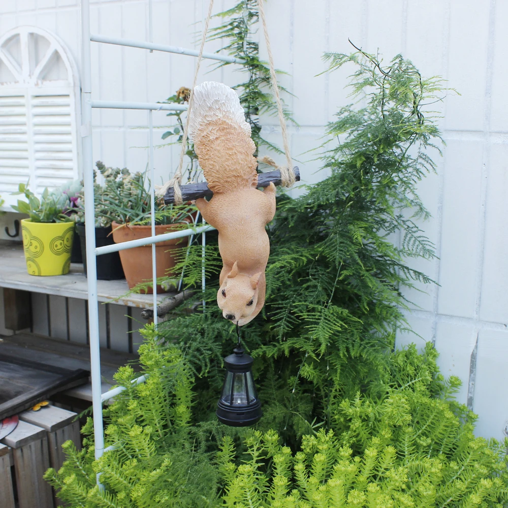 Solar-Garten-Eichhörnchen-Statue, Dekor mit LED-Leuchten, für Zuhause, im Freien, Hof, Rasen, Terrasse, Ornament, Tierfigur, Einweihungsgeschenk – Detail 12