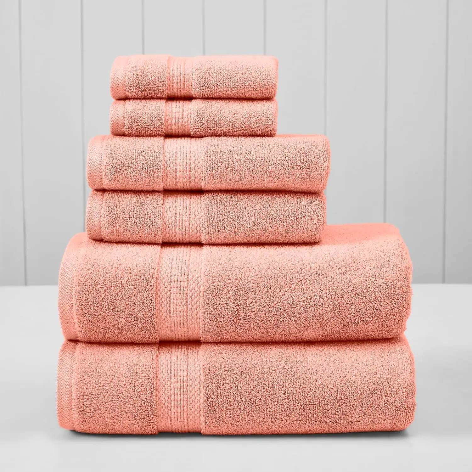

Ultra Soft & Absorbent 6-Piece Towel Set - Bamboo & Cotton Blend, Peach