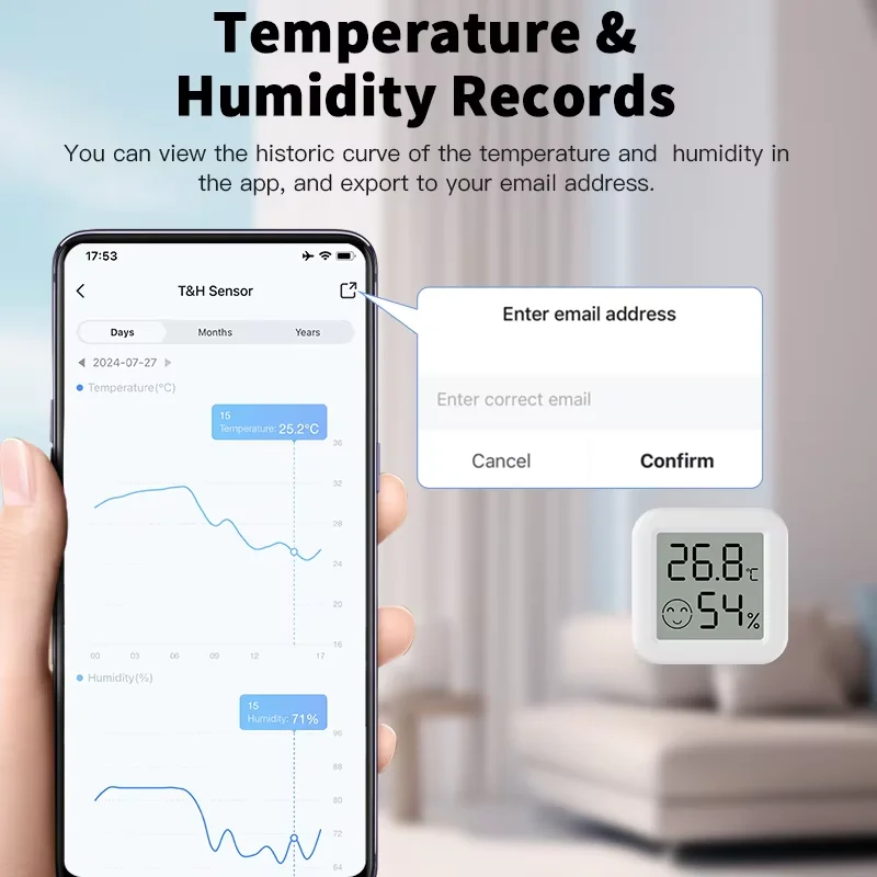 Zigbee3.0 Tuya Temperature Humidity Sensor APP Remote Control Thermometer via Smart Life For Smart Home Work With Yandex Alexa