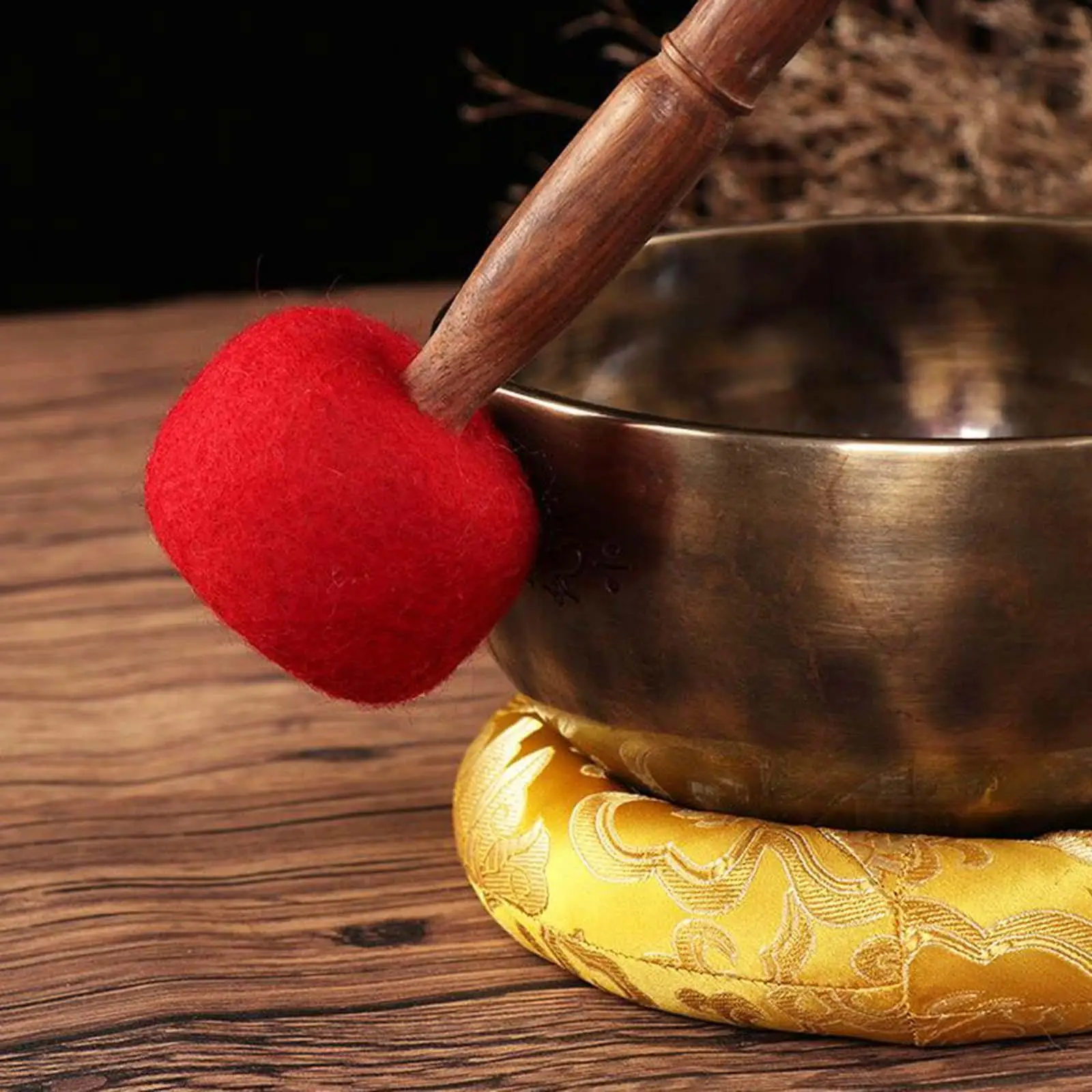 Wool Felted Drum Stick Singing Bowl Mallet Wooden Handle for Meditation Sound Healing Yoga Mindfulness Relaxation Tibetan Craft