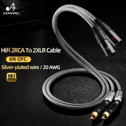 Hi-end One pair HiFi RCA to XLR Balanced Audio Cable for Amplifier DAC 2RCA Male to 2XLR Male and Female Interconnect Cable