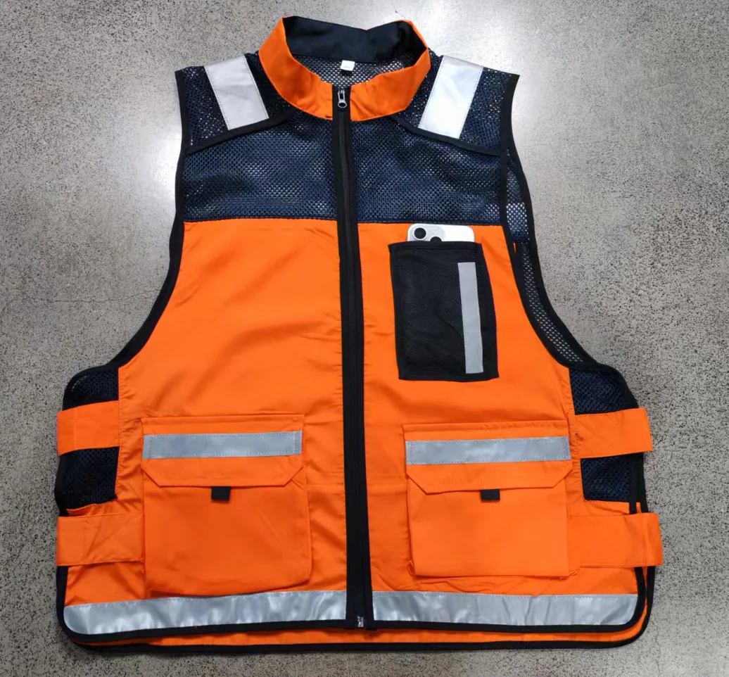 AYGHK Reflektierende Sicherheitsweste für Führungskräfte, geeignet für Radfahren, Autofahren, Verkehr, Baustellen, fluoreszierende Weste mit Clip – Detail 23