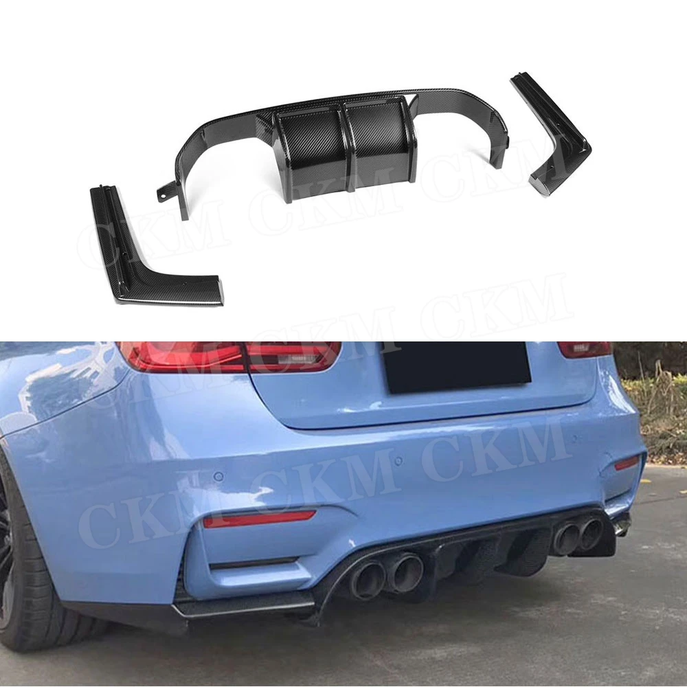 

Dry Carbon Fiber Rear Bumper Diffuser Spoiler Splitters for BMW 3 4 Series F80 M3 F82 F83 M4 2014-2017 V Style Body Kits