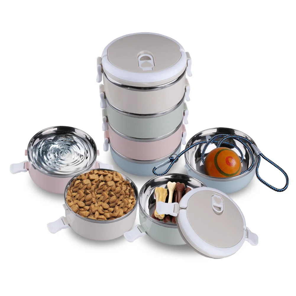 

304 Thickened Stainless Steel Lunch Box, 4 Layers Gradient Color, 4 Tiers Portable Stainless Steel Travel Bento Bowls Set