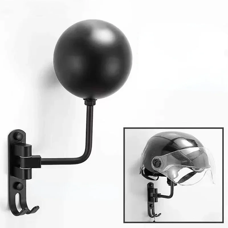 180 Rotation Motorcycle Helmet Rack Wall Mount Stain Steel Helmet Holder Hanger with Double Hook Bike Helmet Holder