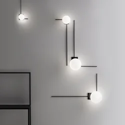 Luces de pared de bola de creatividad moderna, decoración de fondo de dormitorio, pantalla de cristal, lámpara de espejo de dormitorio, iluminación artística de escaleras