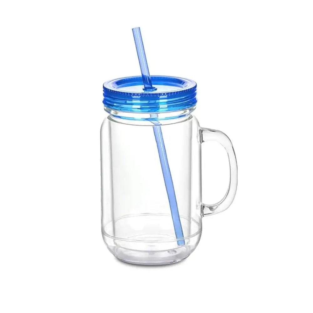 NEW 20 Oz Capacity Snowglobe Tumbler Pre Drilled Hole Double Wall Plastic Mason Jars Clear Snow Globe Cups Party Favors