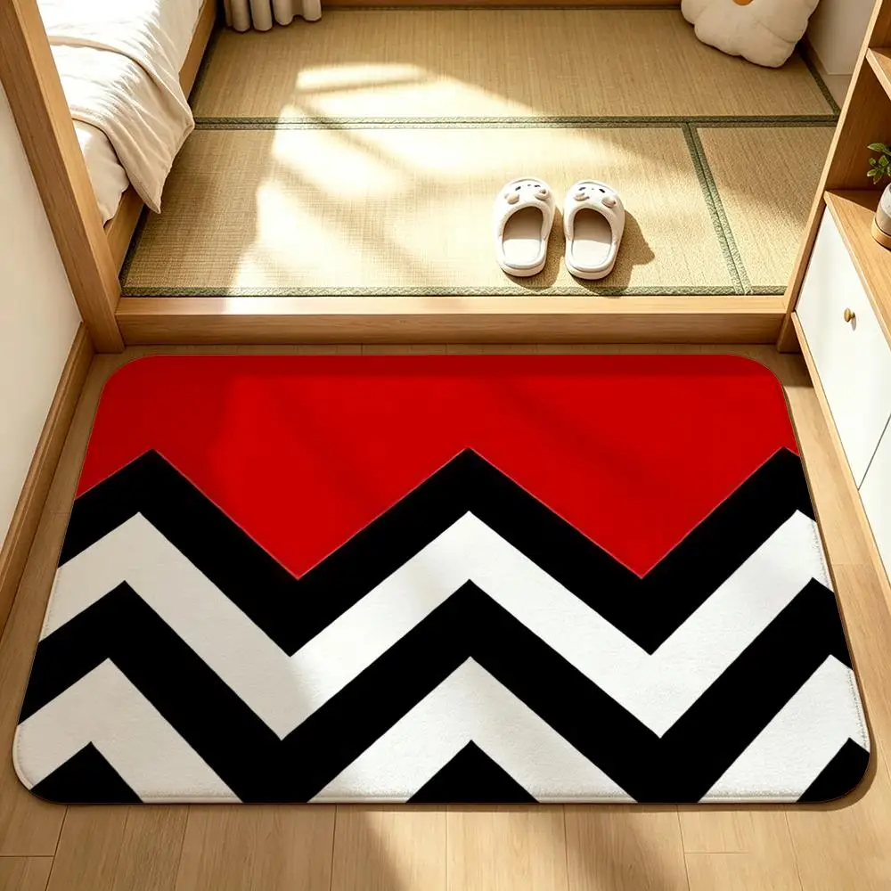 Color Block Chevron Print Floor Mat Bedroom Carpet, Bathroom Foot Mat, Doormat, Non-Slip Absorbent Multi-Use