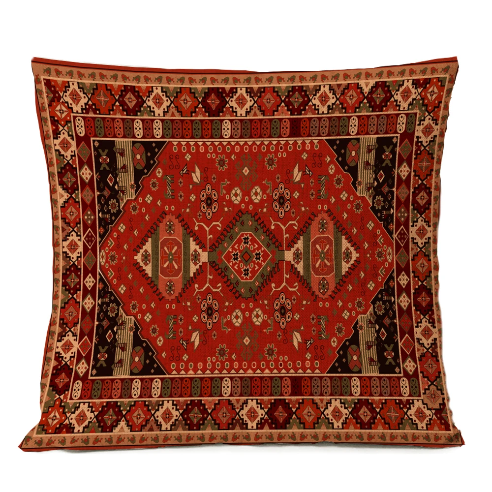 Ethnic Persian Carpet Pillows Geometric Red Blue Tribal Texture Bohemian Cushion Home Decoration Decorative Sofa Pillow Case