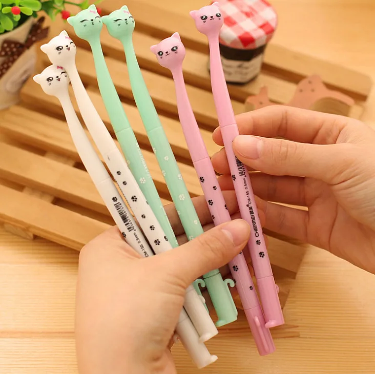 40 Pcs Cute Cartoon Fashion Slim Small Cat Can Stand Expression Gel Ink Pen / Student Children Prize Gift/Creative Stationery