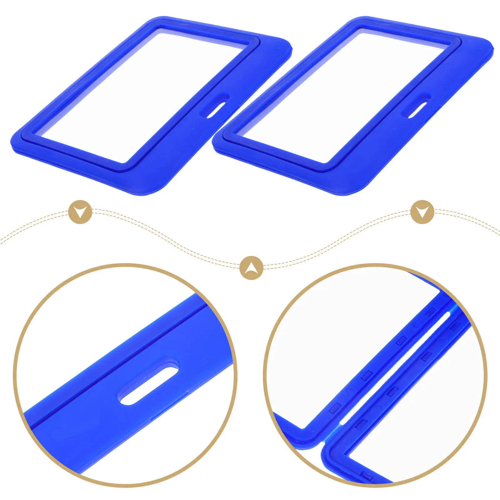 12Pcs Dual-Sided Horizontal Plastic Badge Holder Transparent Windows Flip Cover Id Card Sleeve for Staff Name Badges Work